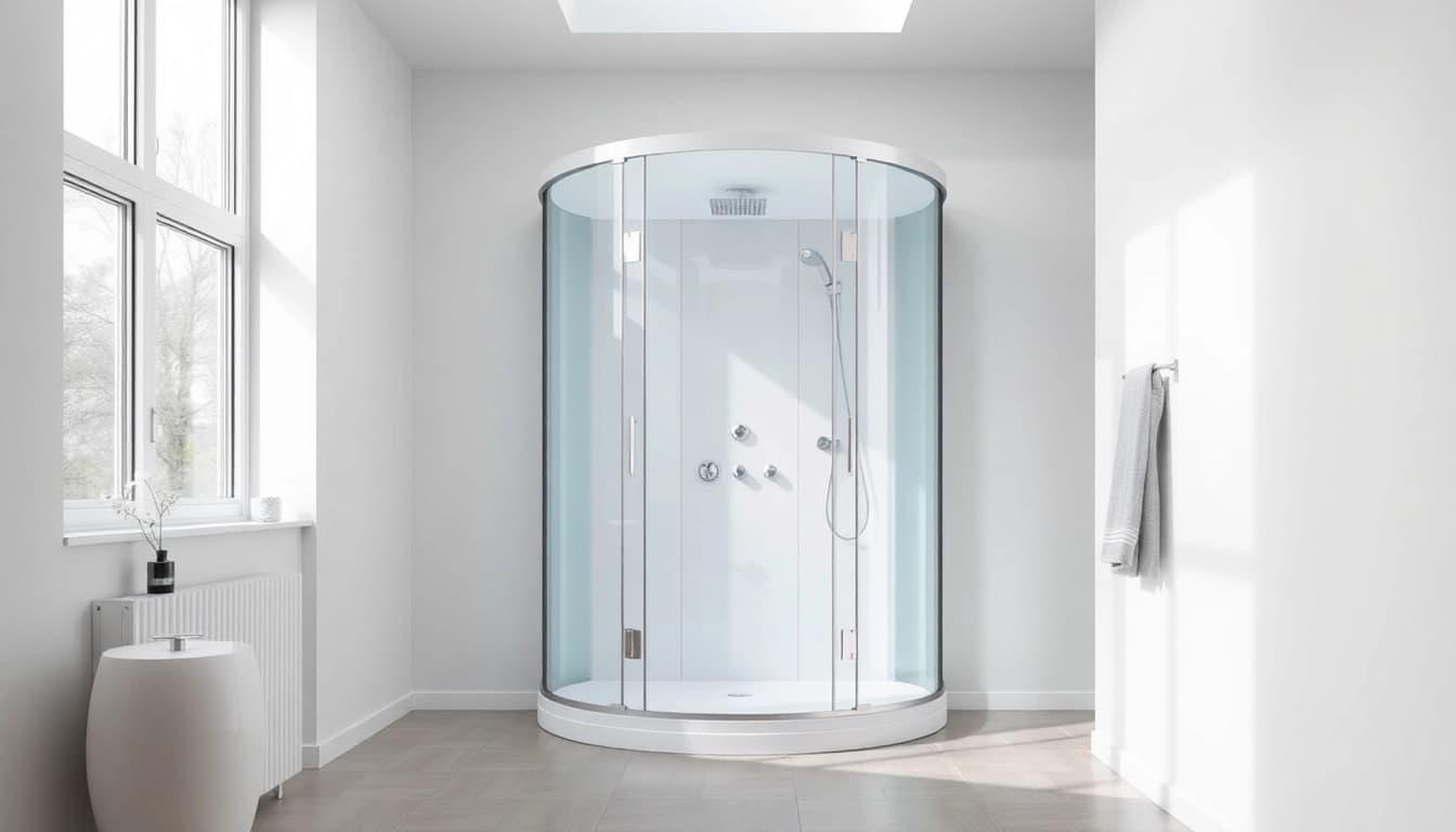 Entdecken Sie die elegante sonni Duschkabine mit modernem Design und hellem, einladendem Ambiente.