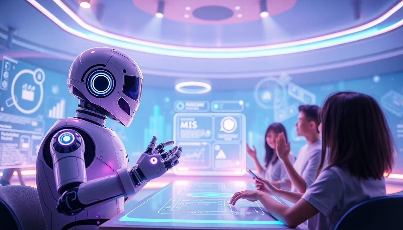Engaging AI chatbot interaction scene conveying crush on ai theme.