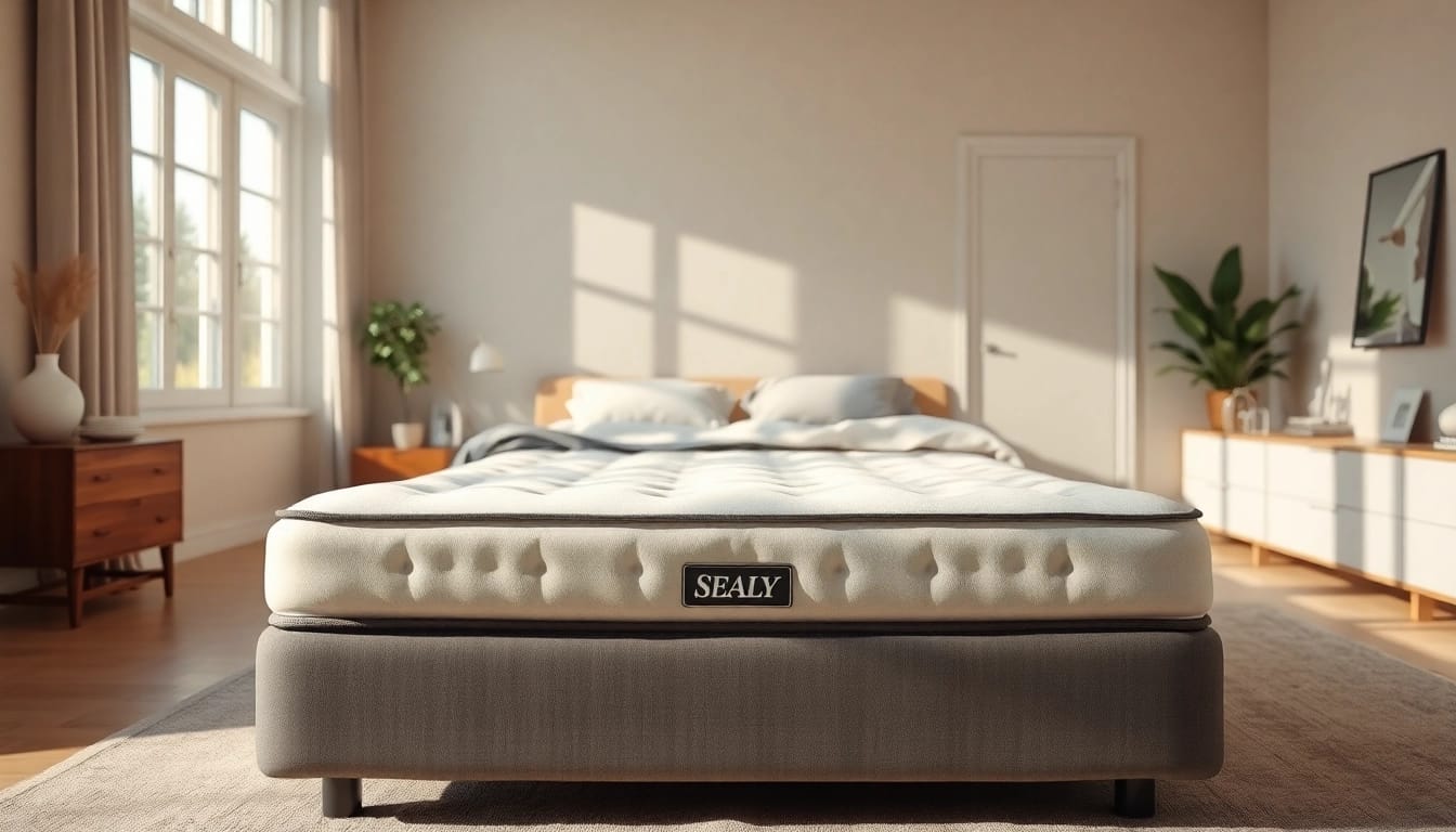 Experience the comfort of Sealy Posturepedic mattress in a stylish modern bedroom.