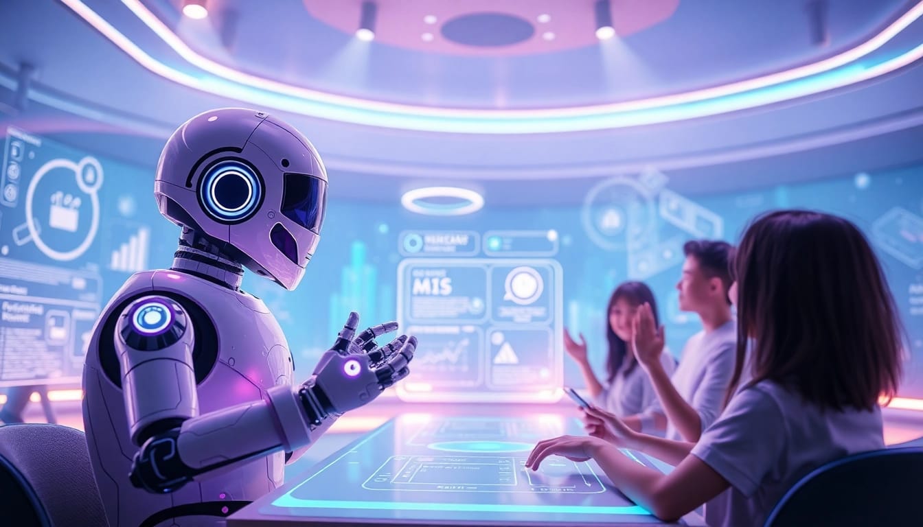 Engaging AI chatbot interaction scene conveying crush on ai theme.