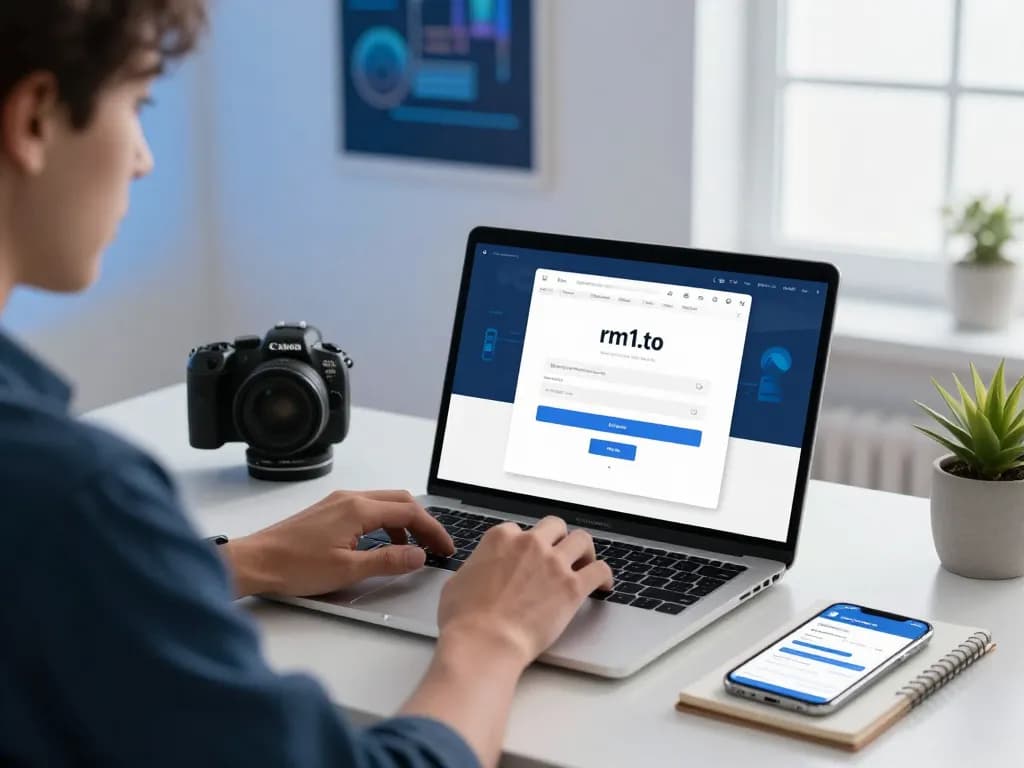 Accessing secure rm1.to login page with user-friendly tech setup.