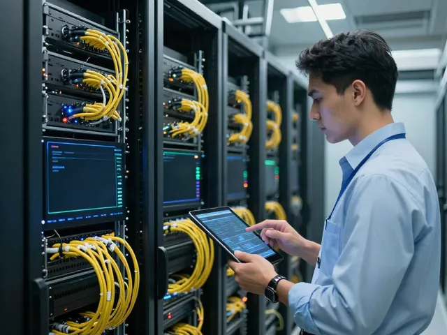 Host configuration review in a high-tech data center ensuring robust security configurations.
