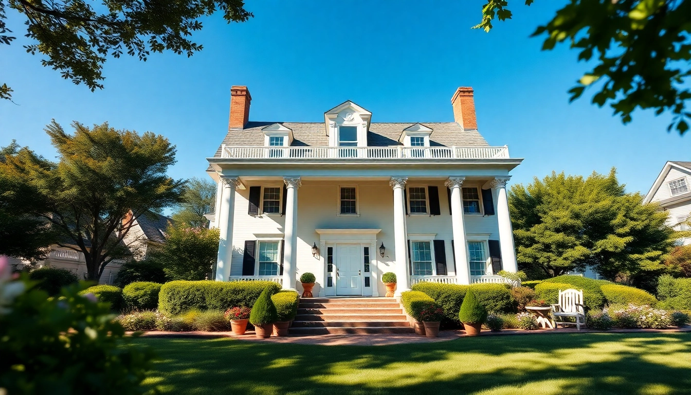 Showcase of colonial home construction featuring classic architectural elements and inviting landscaping.