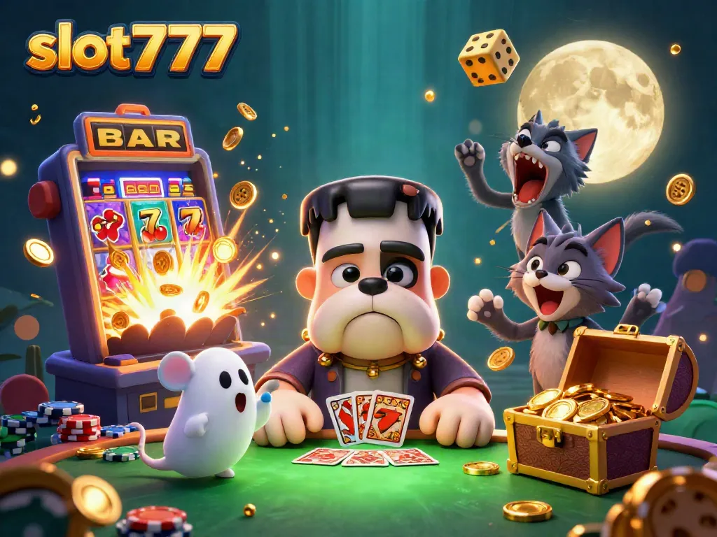Experience dynamic slot777 gameplay with a 3D animated Frankenstein bulldog and enchanting characters.