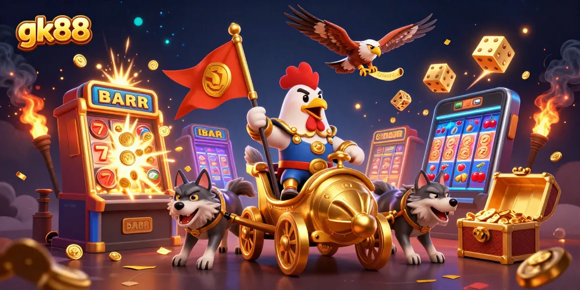 Experience excitement at gk88 with a dynamic scene of casino adventures and playful characters.