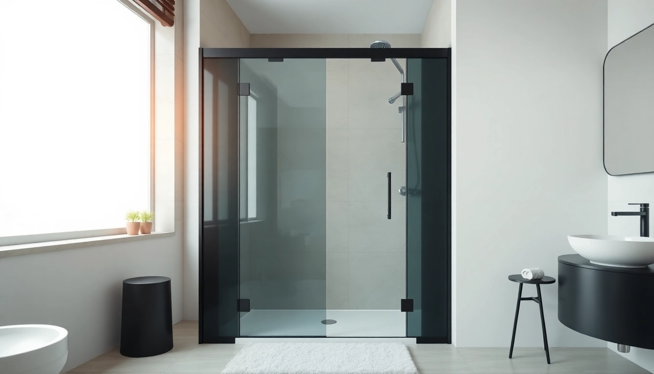 Stylish black shower door enhancing a modern bathroom's elegance and comfort.