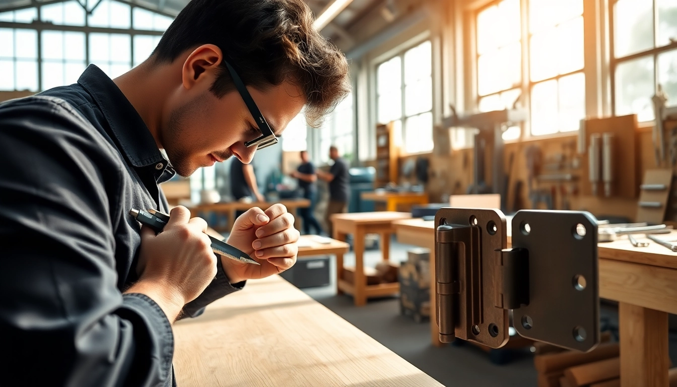 Showcasing quality cabinet hinge manufacturers in a modern workshop with intricate designs.