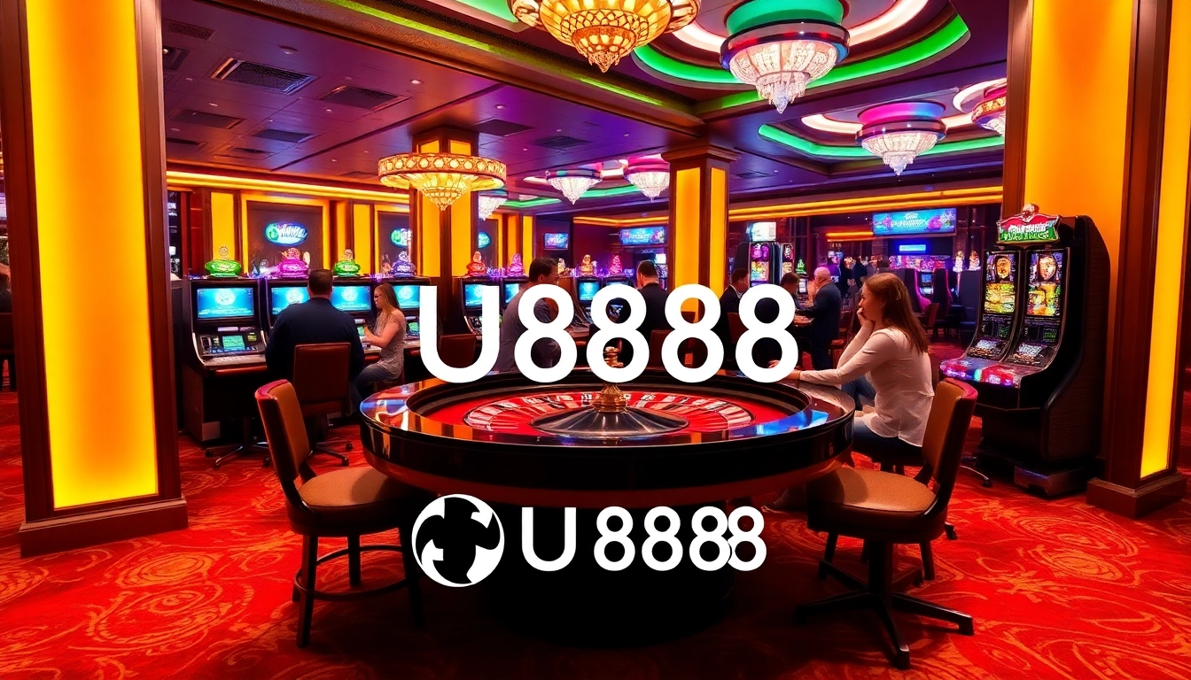 Players enjoying a thrilling game of roulette in a luxurious U8888 casino.