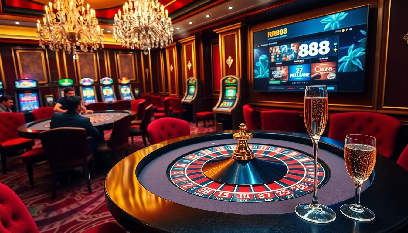 Players enjoying a thrilling RR88 experience at a luxurious casino table.