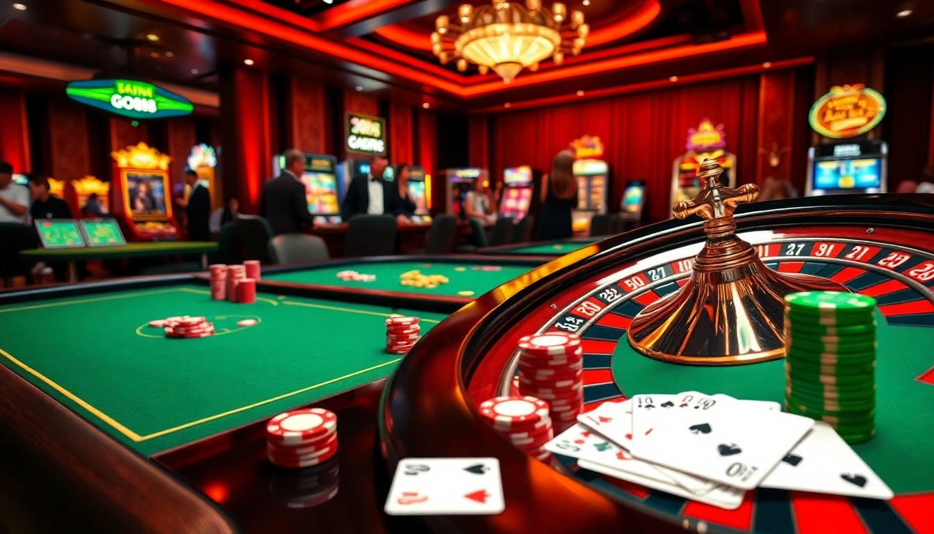 Engaging players at a luxury GO88 casino table with poker chips and roulette wheel.