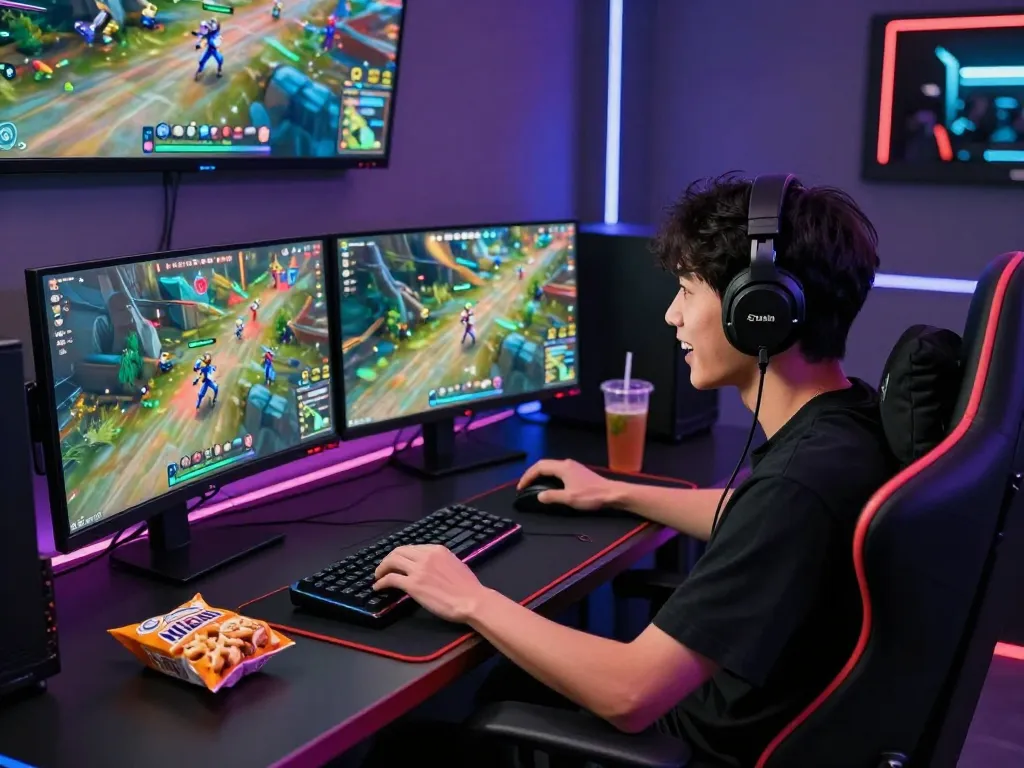 Exciting gaming moment with Sun Win platform on colorful screens and immersed player.
