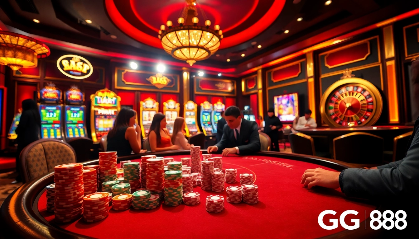 Action-packed gaming experience at GG 88 with vibrant casino tables and players ready to win.