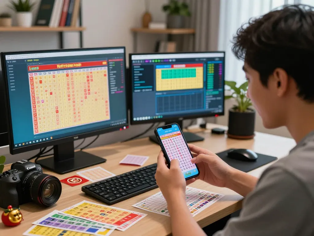 Hasil Keluaran HK ditampilkan di smartphone dalam suasana permainan lotere online yang dinamis.