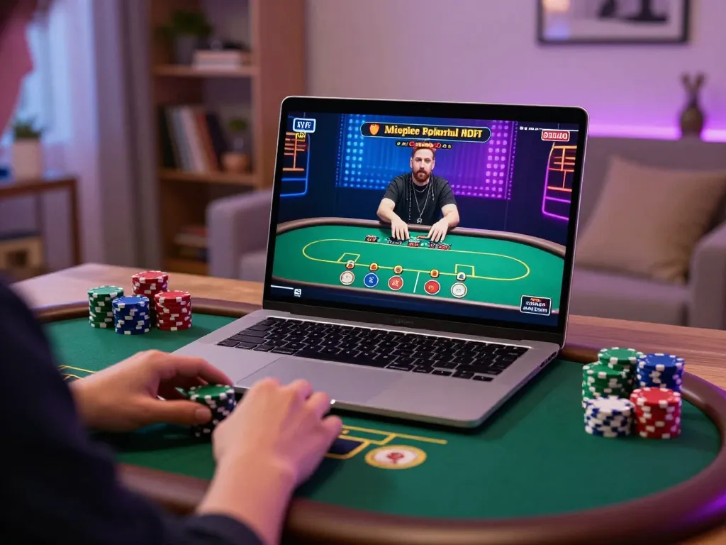 Engaging in successful lv88 bet online poker at home with strategic gameplay.