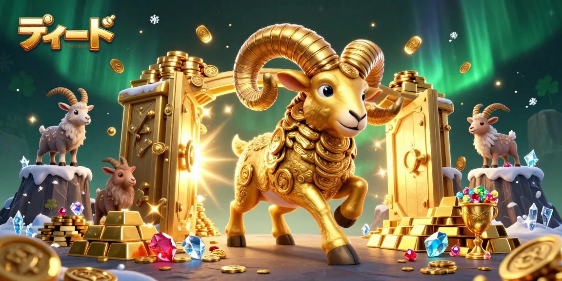 Engage with ディルド excitement as a golden ram charges through a treasure-filled casino.