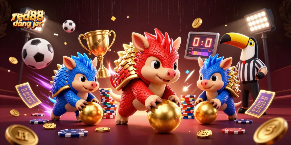 Engage with thrilling activities like red88 đăng nhập while rival pangolins battle in a vibrant casino scene.