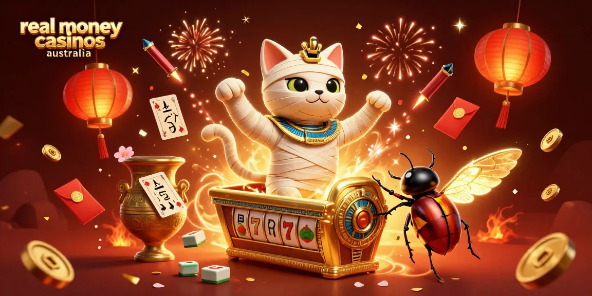 Experience the thrill of real money casinos Australia with a captivating 3D illustration showcasing vibrant casino elements.